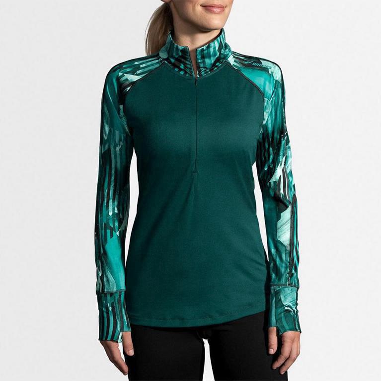 Brooks Dash Half Zip Israel - Women's Running Jackets - Green (78564-AQUF)